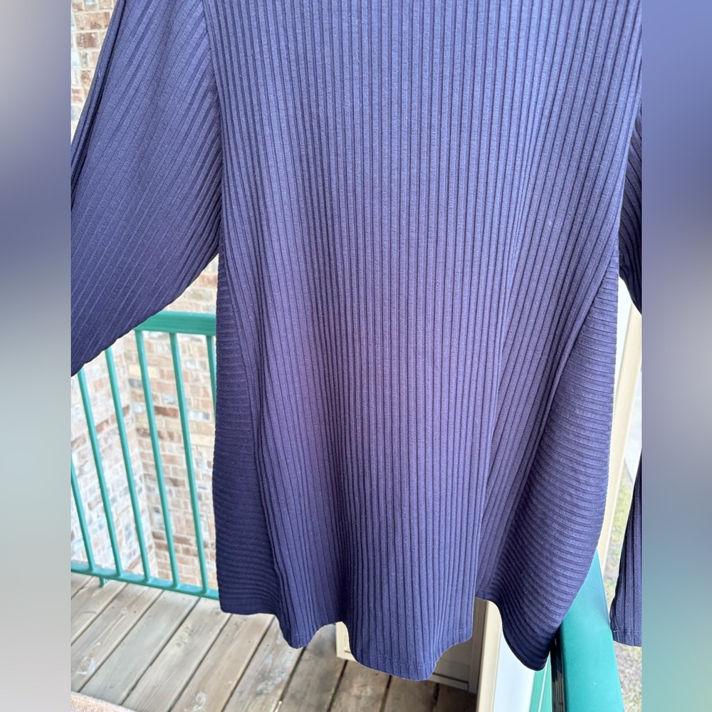 🆕 Eileen Fisher Ribbed Top Size M Dark Navy Stretch Minimalist Chic Office Work - Picture 9 of 16
